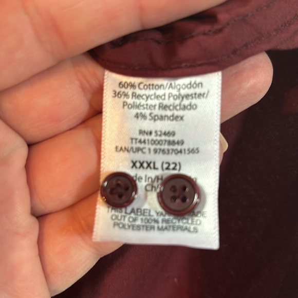 TIME and TRU Women's Basic Button Front Shirt -burgundy size XXXL - Picture 6 of 7